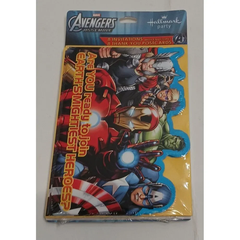 VTG Avengers Assemble Hallmark‎ Invitations Thank you cards Tattoos 8 unused new